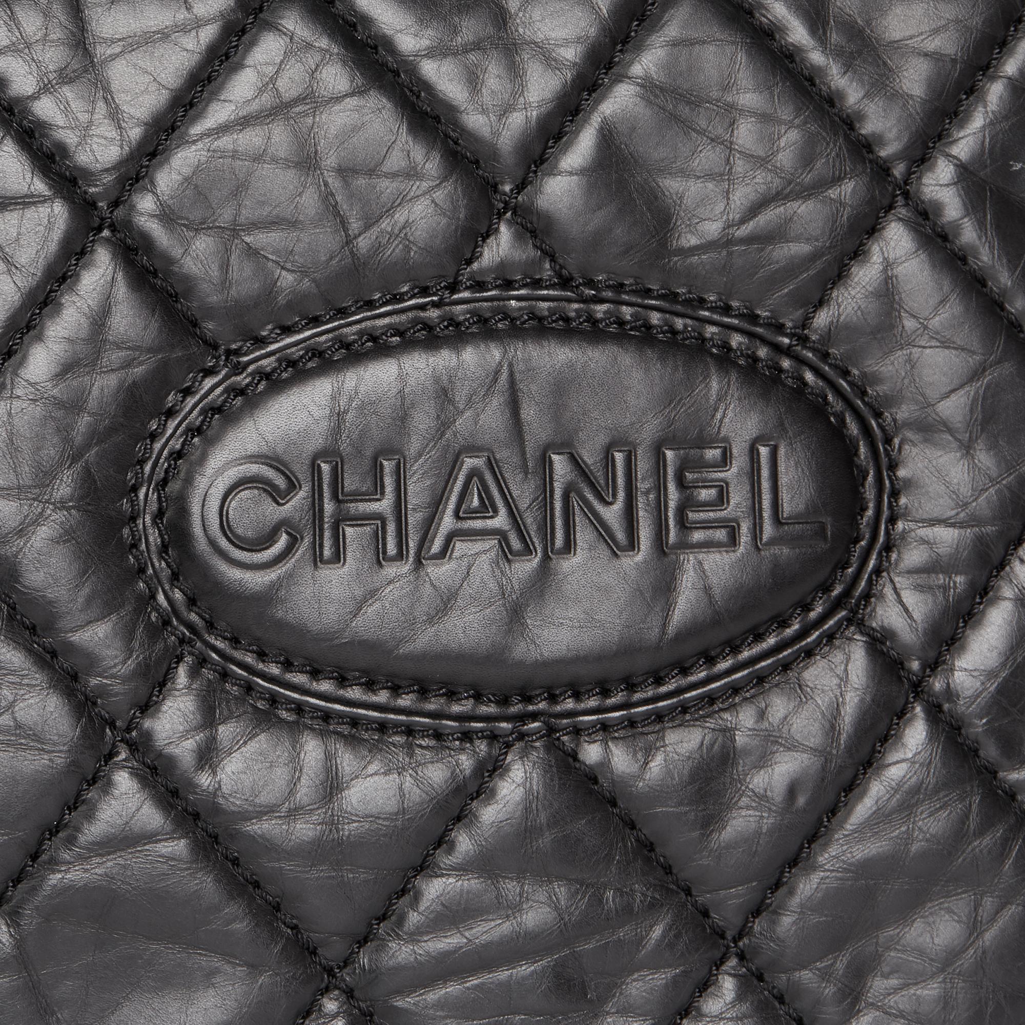 2005 Chanel Black Quilted Aged Calfskin Leather Timeless Messenger Flap Bag 2