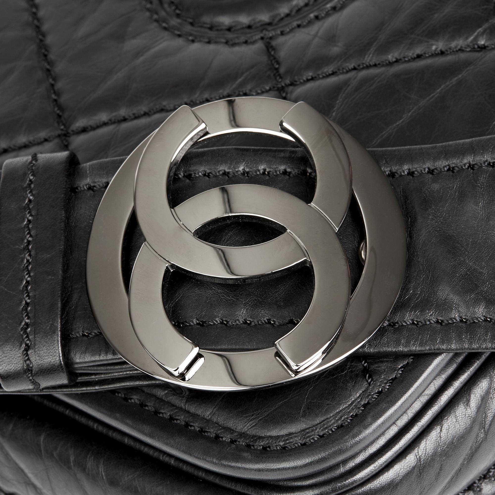 2005 Chanel Black Quilted Aged Calfskin Leather Timeless Messenger Flap Bag 3