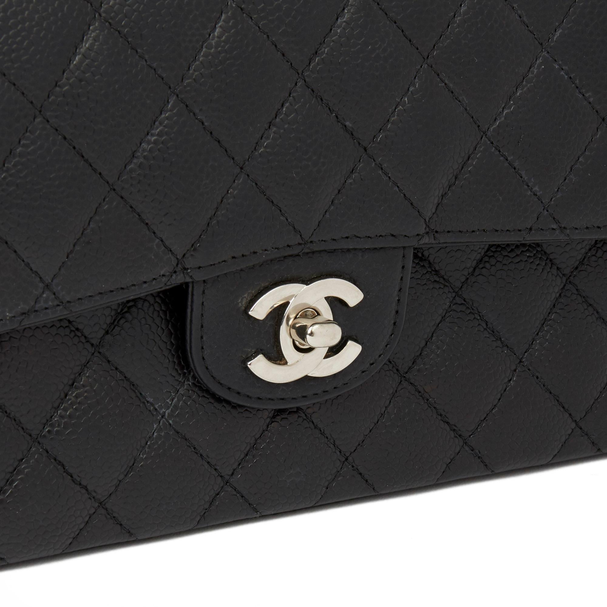 2005 Chanel Black Quilted Caviar Leather Small Classic Double Flap Bag In Excellent Condition In Bishop's Stortford, Hertfordshire