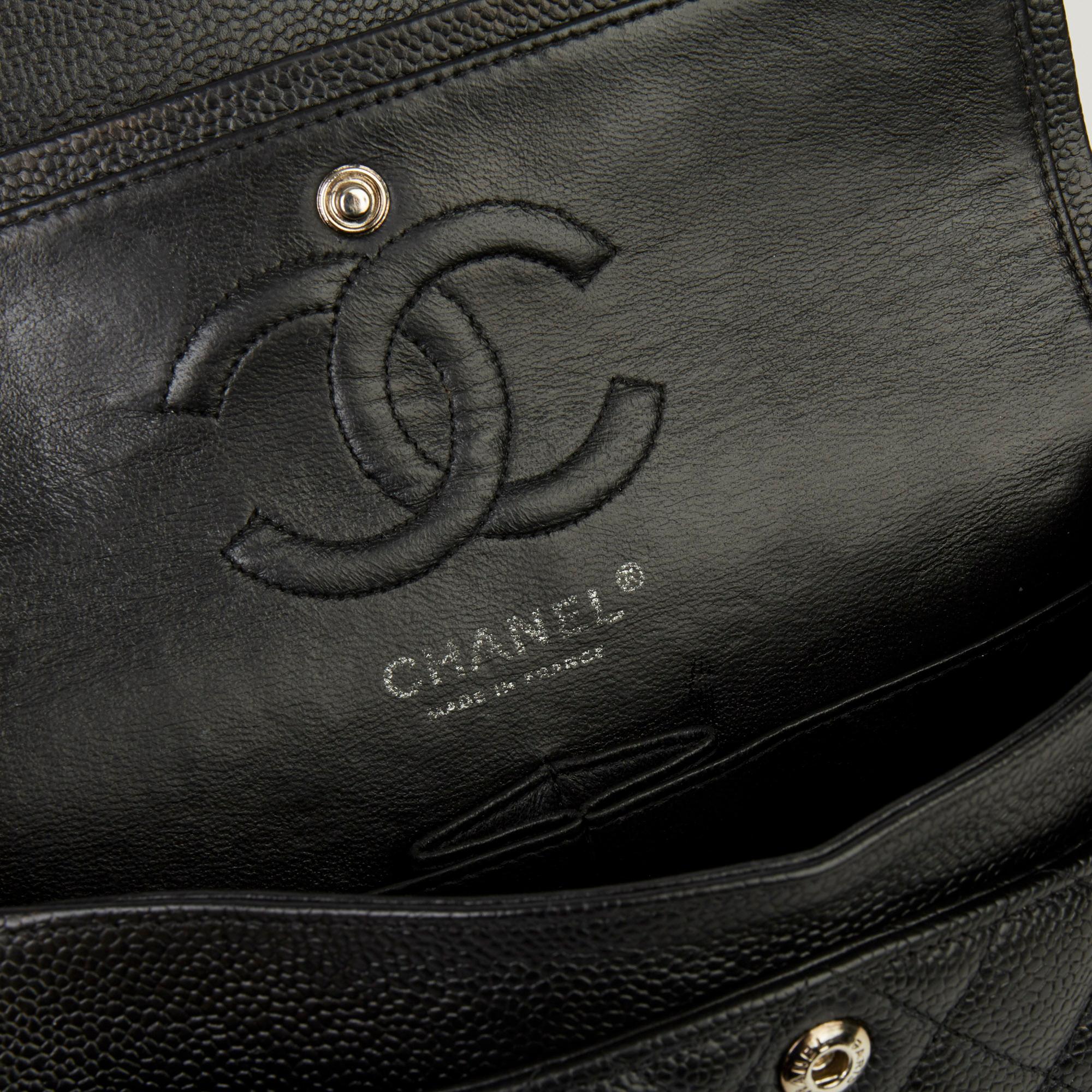 2005 Chanel Black Quilted Caviar Leather Small Classic Double Flap Bag 1