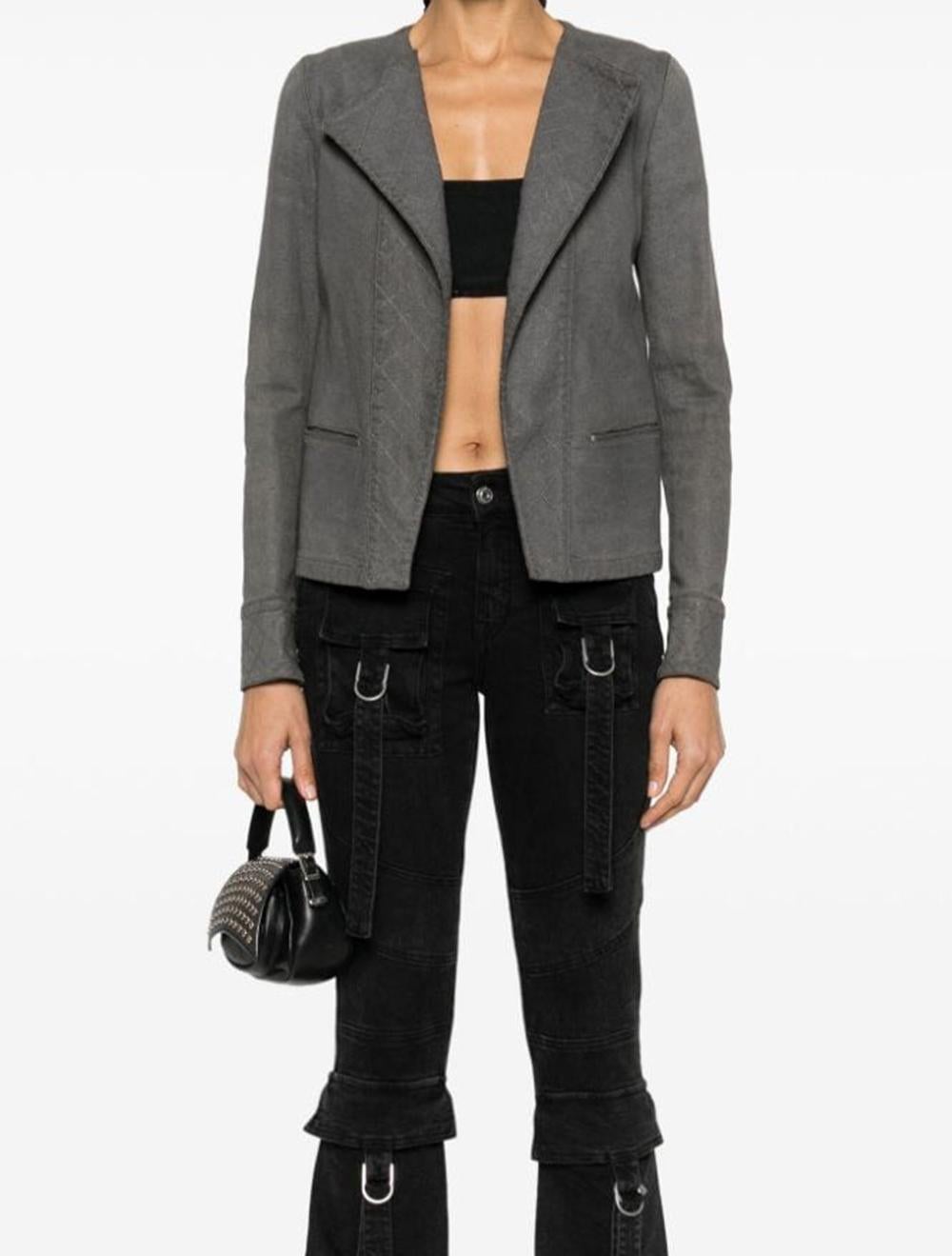 Women's 2005 Chanel Grey Quilted Cotton Jacket For Sale