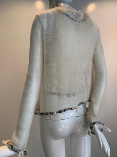 2005 Chanel Logo Summer Cashmere Knit Tank & Matching Cardigan in Eggshell