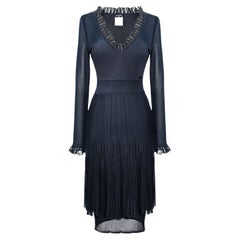 2005 CHANEL NAVY BLUE JERSEY DRESS Size Fr 40