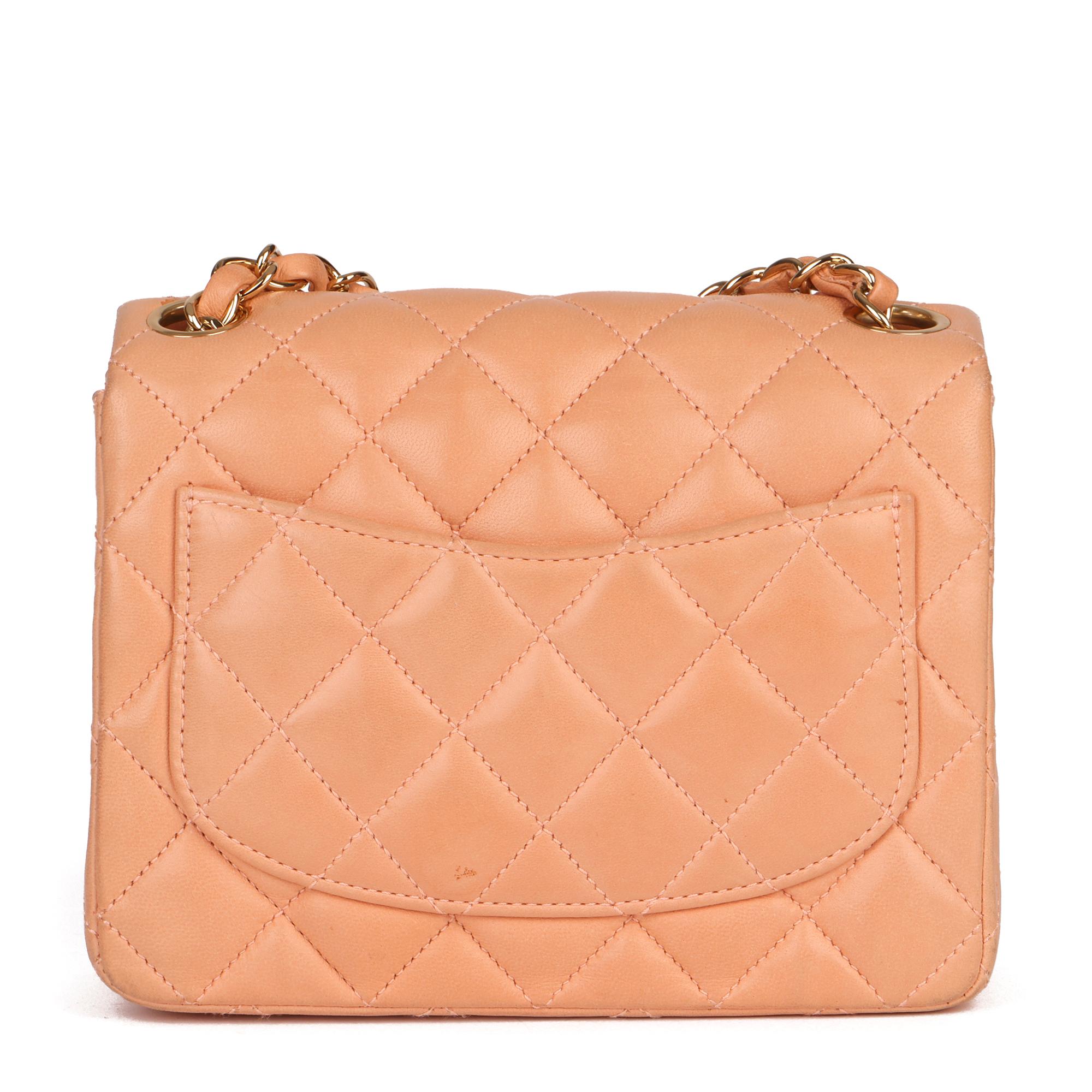 2005 Chanel Peach Quilted Lambskin Leather Vintage Mini Flap Bag  In Good Condition In Bishop's Stortford, Hertfordshire