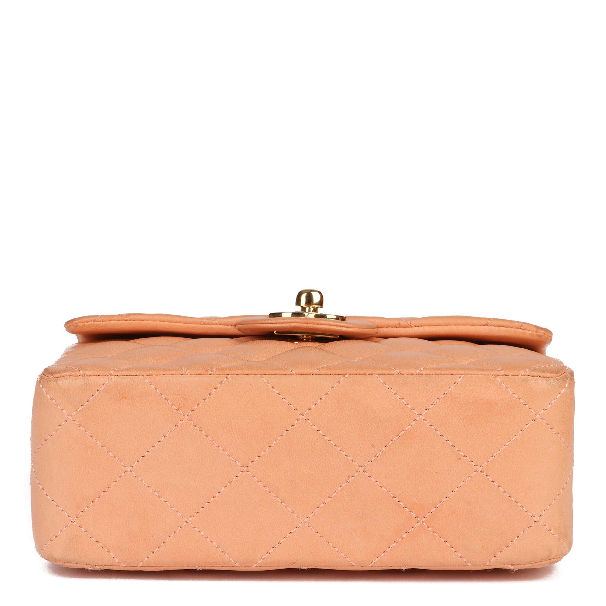 Women's 2005 Chanel Peach Quilted Lambskin Leather Vintage Mini Flap Bag 