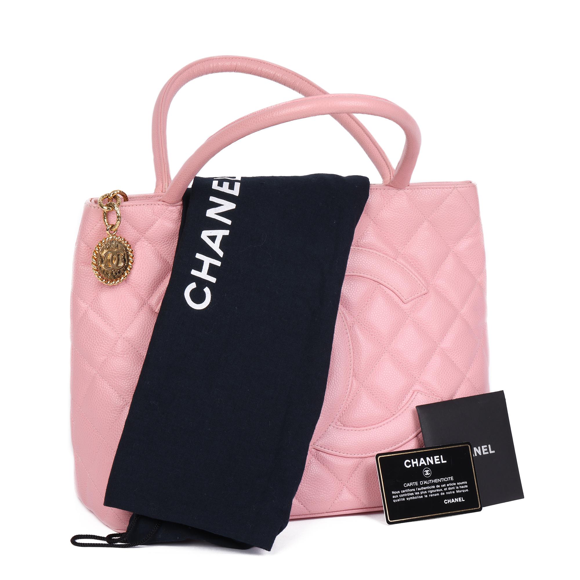 2005 Chanel Pink Quilted Caviar Leather Medallion Tote  7