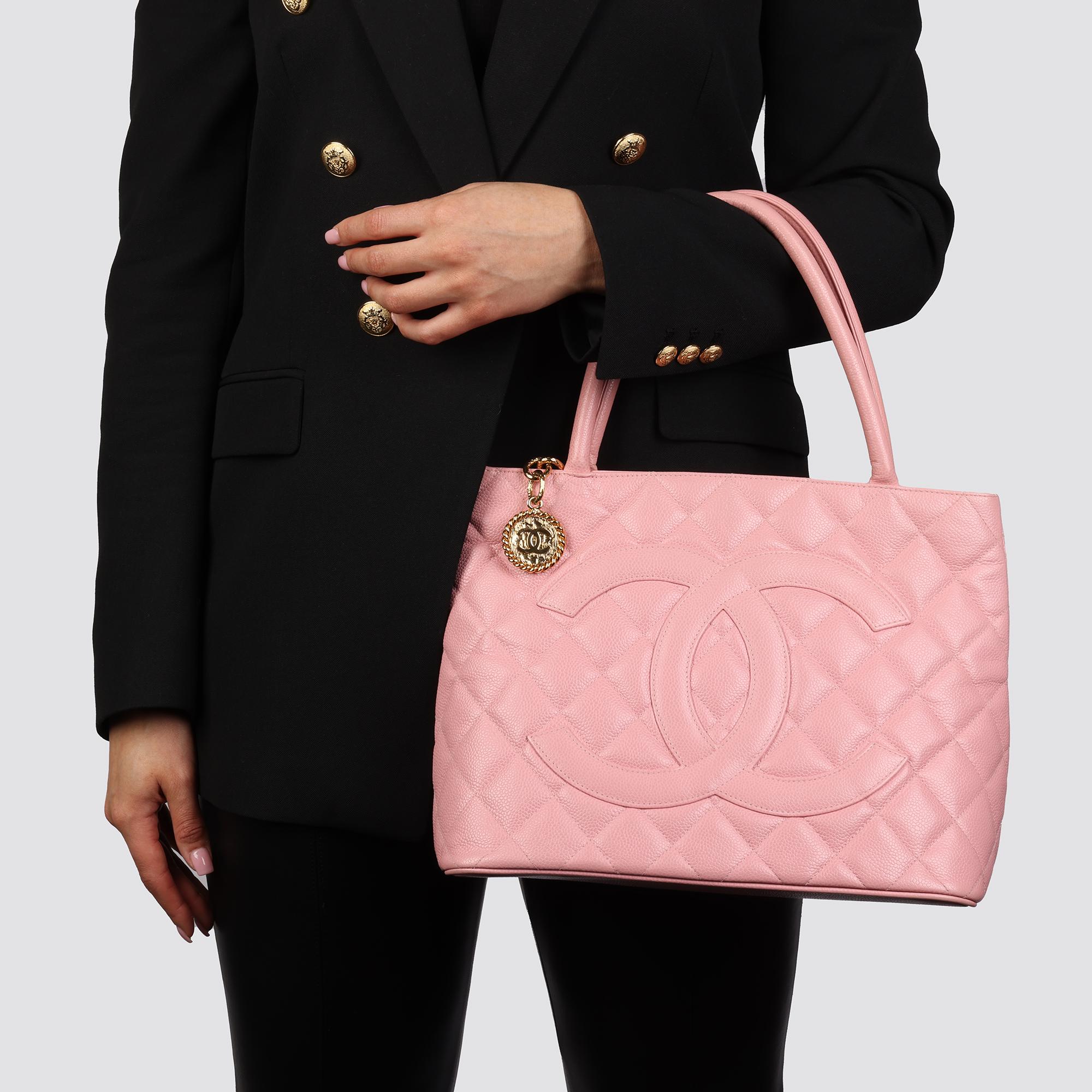 2005 Chanel Pink Quilted Caviar Leather Medallion Tote  8