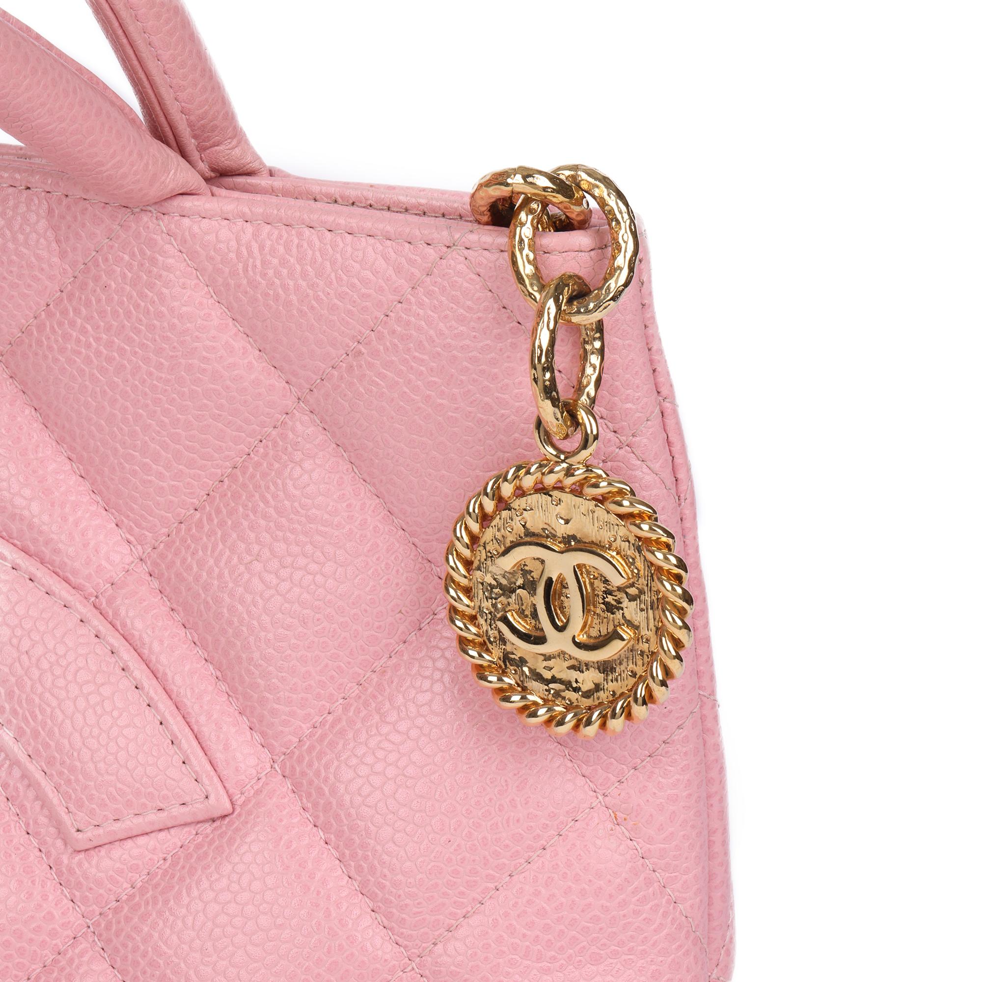 2005 Chanel Pink Quilted Caviar Leather Medallion Tote  2