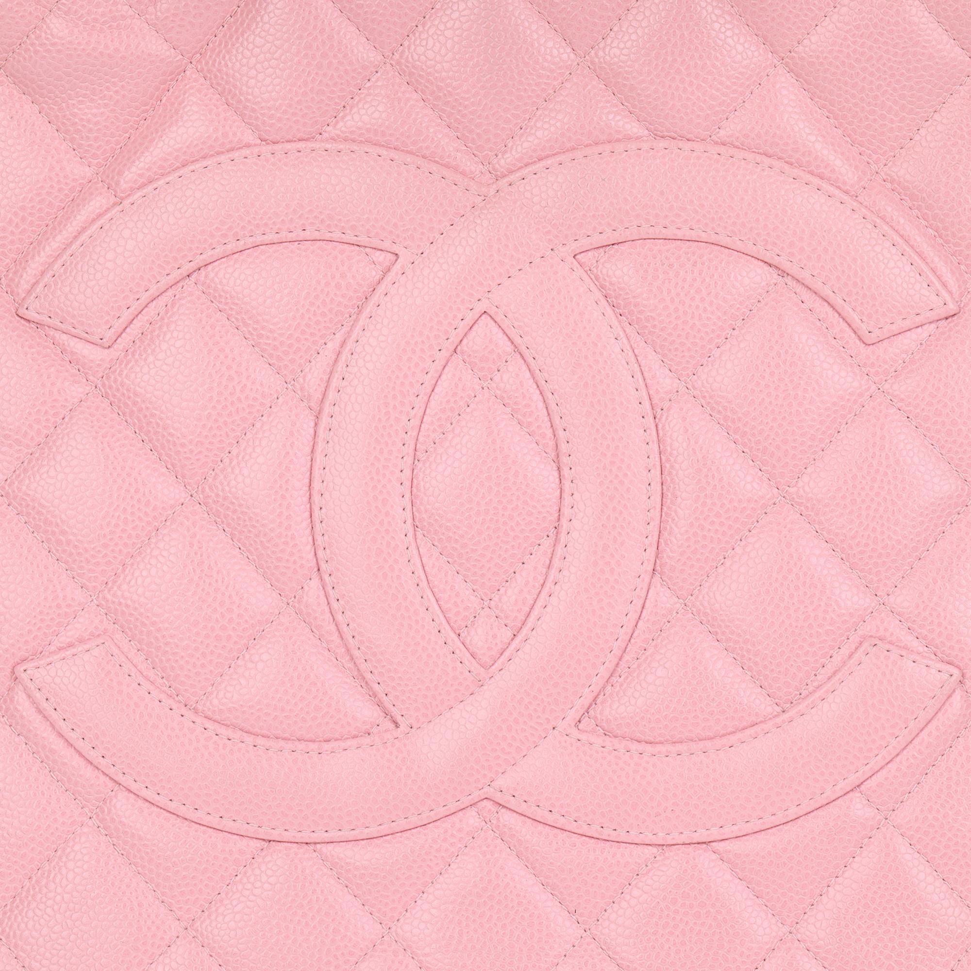 2005 Chanel Pink Quilted Caviar Leather Medallion Tote  3