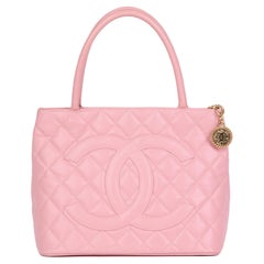 2005 Chanel Pink Quilted Caviar Leather Medallion Tote 