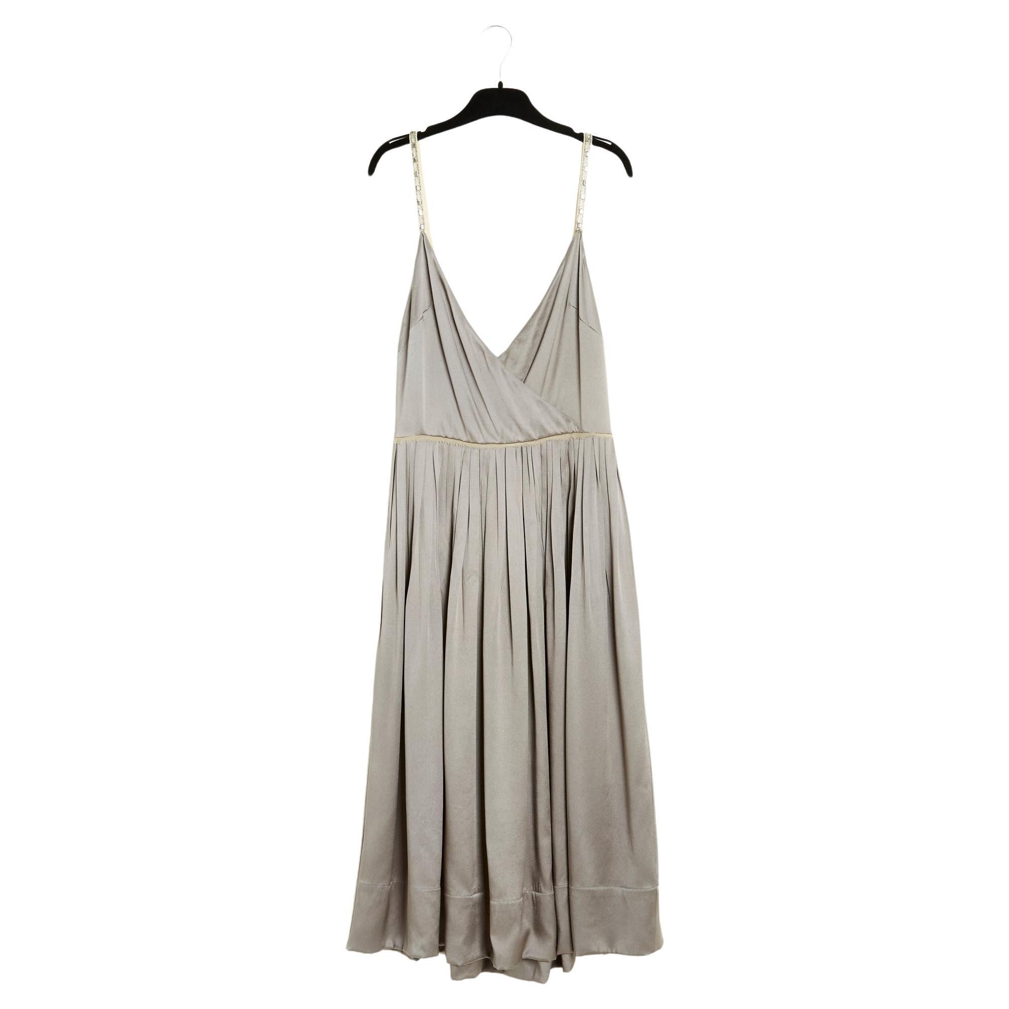 2005 Chloe by Phoebe Philo Light Gray Satin Dress FR34 For Sale