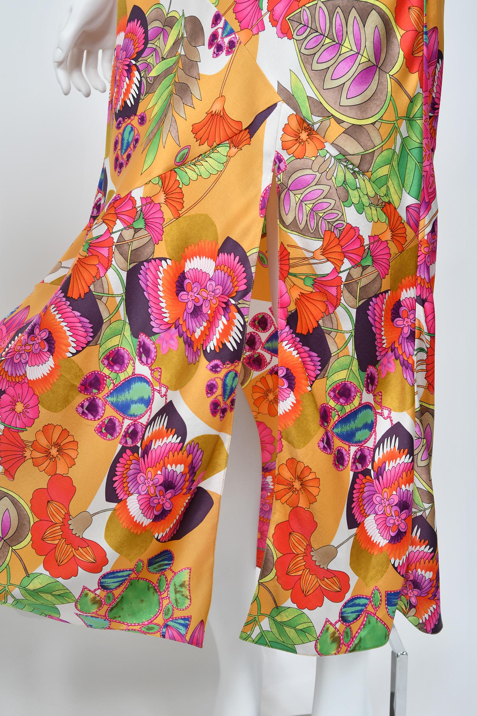 2005 Christian Dior by John Galliano Colorful Tie Dye Floral Silk Bias-Cut Dress For Sale 6