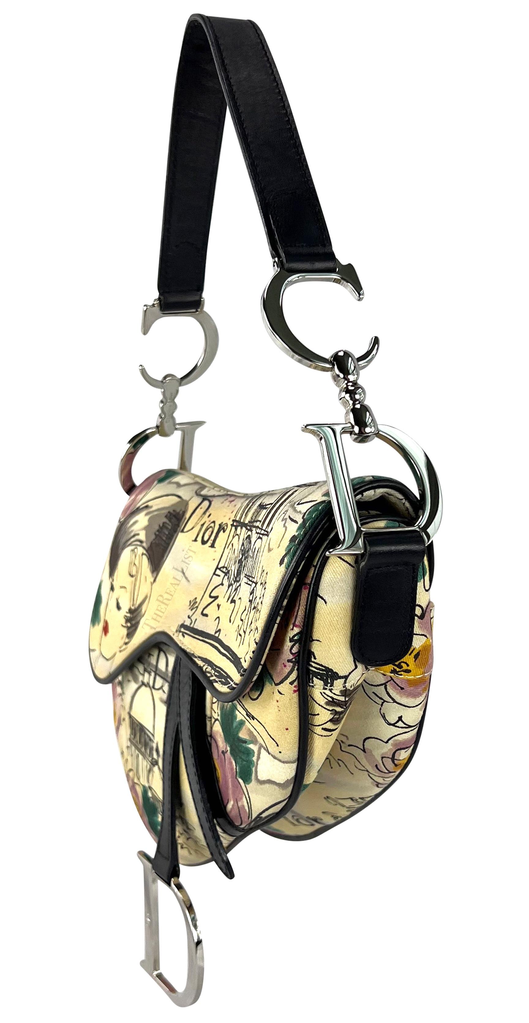 2005 Christian Dior by John Galliano Paris Motif Limited Edition Saddle Bag In Excellent Condition In West Hollywood, CA