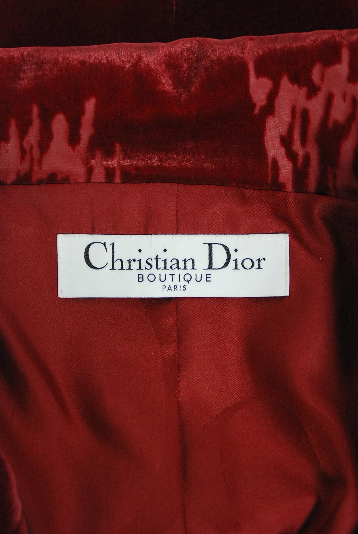 2005 Christian Dior by John Galliano Red Silk-Velvet Double Breasted Jacket 7