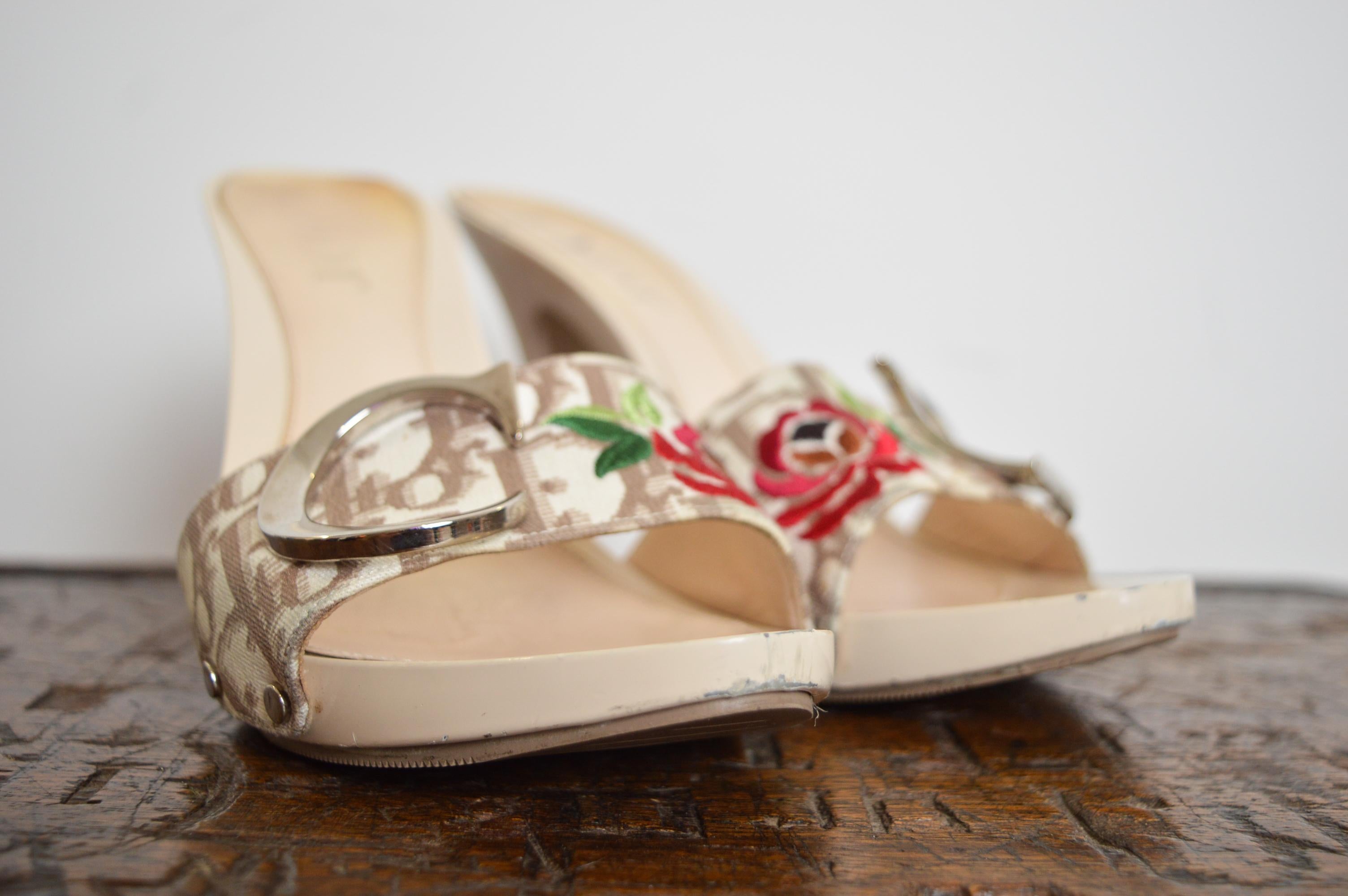 2005 Christian Dior by John Galliano Y2K CD buckle kitten mules high heels For Sale 6
