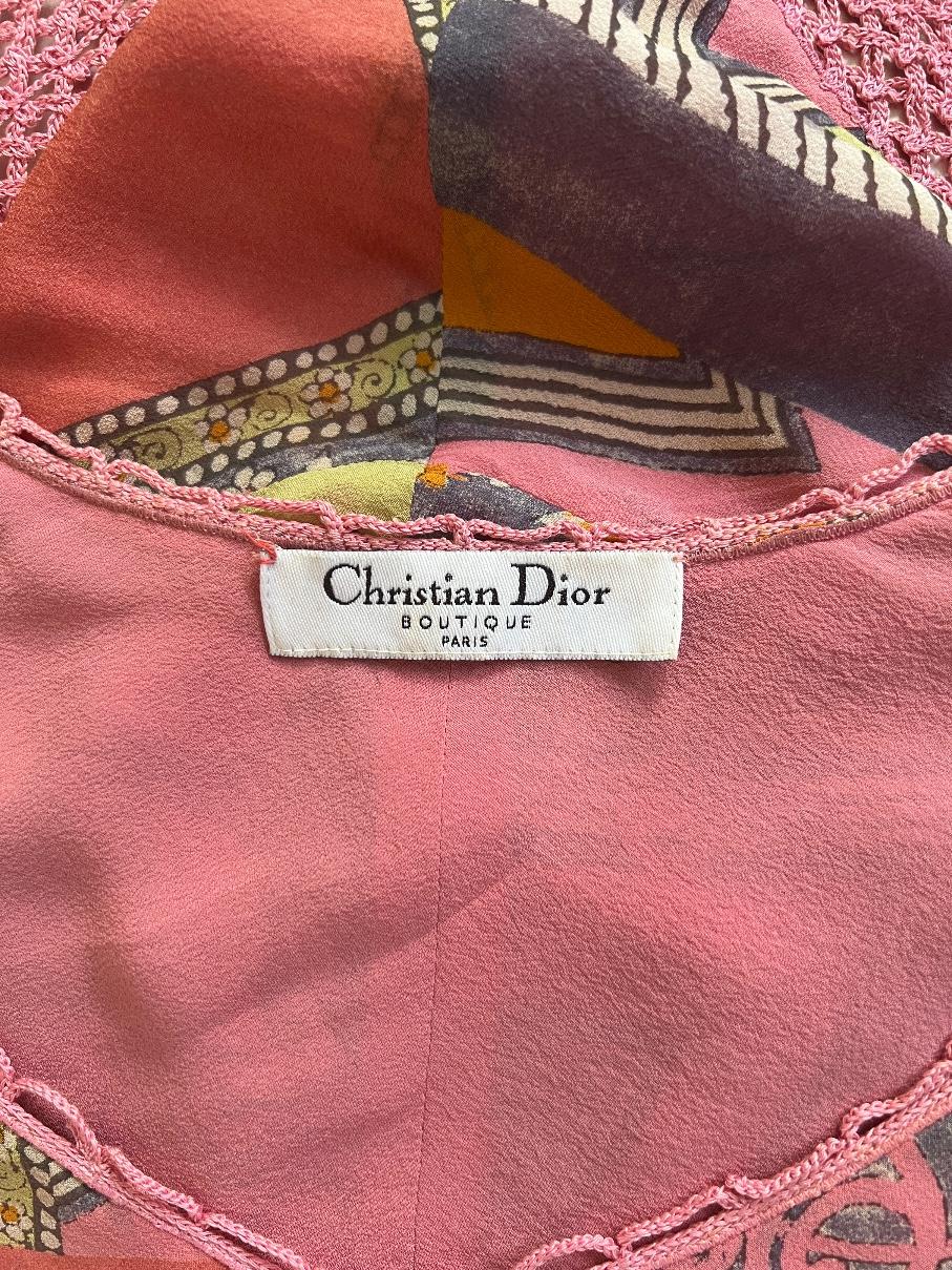 2005 Christian Dior Crocheted Long-Sleeved Top with Mongolian Wrap 2