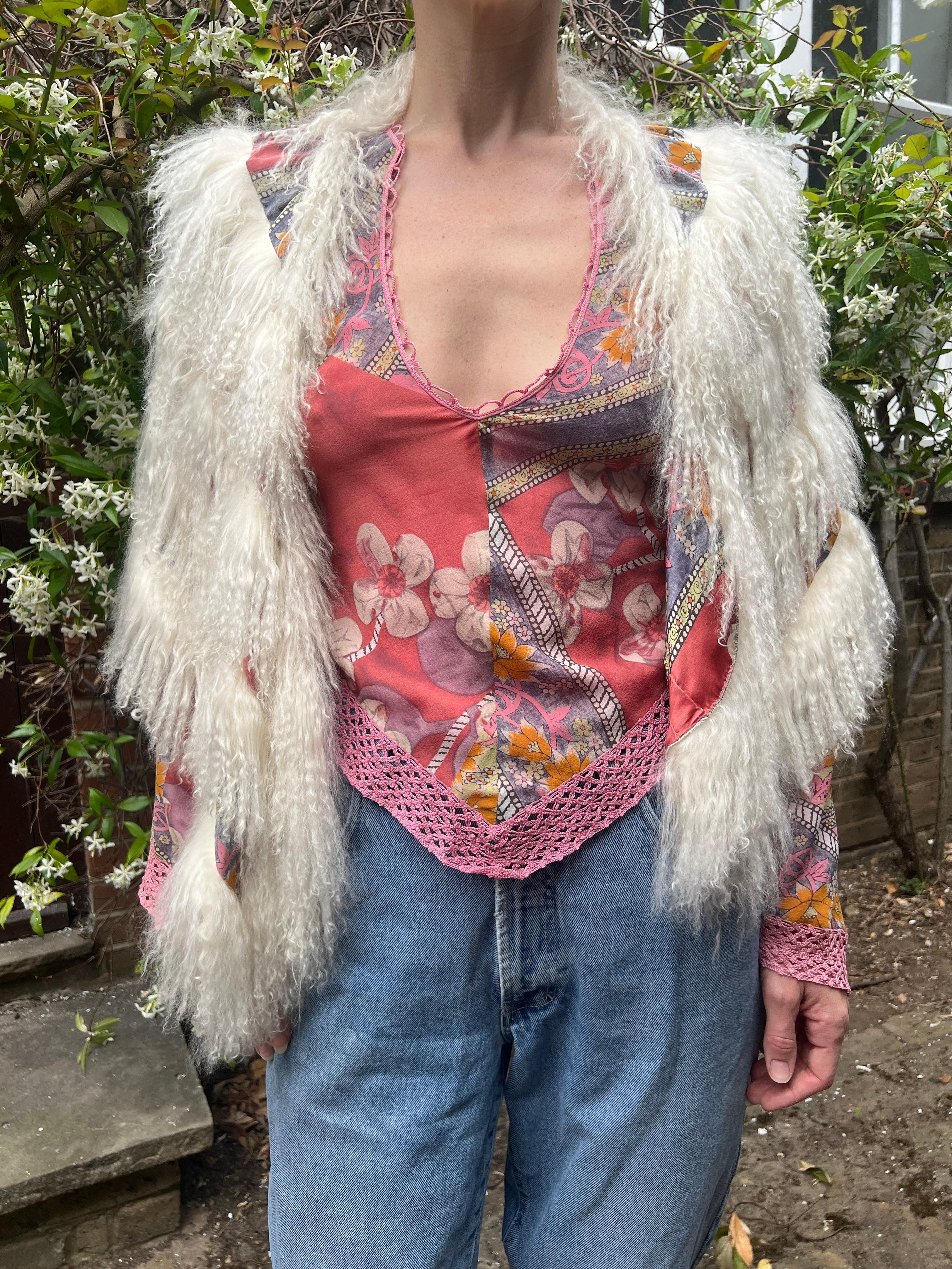 2005 Christian Dior Crocheted Long-Sleeved Top with Mongolian Wrap 3