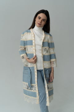 2005 Christian Dior & Galliano Denim Coat trench s/s RTW FR 46