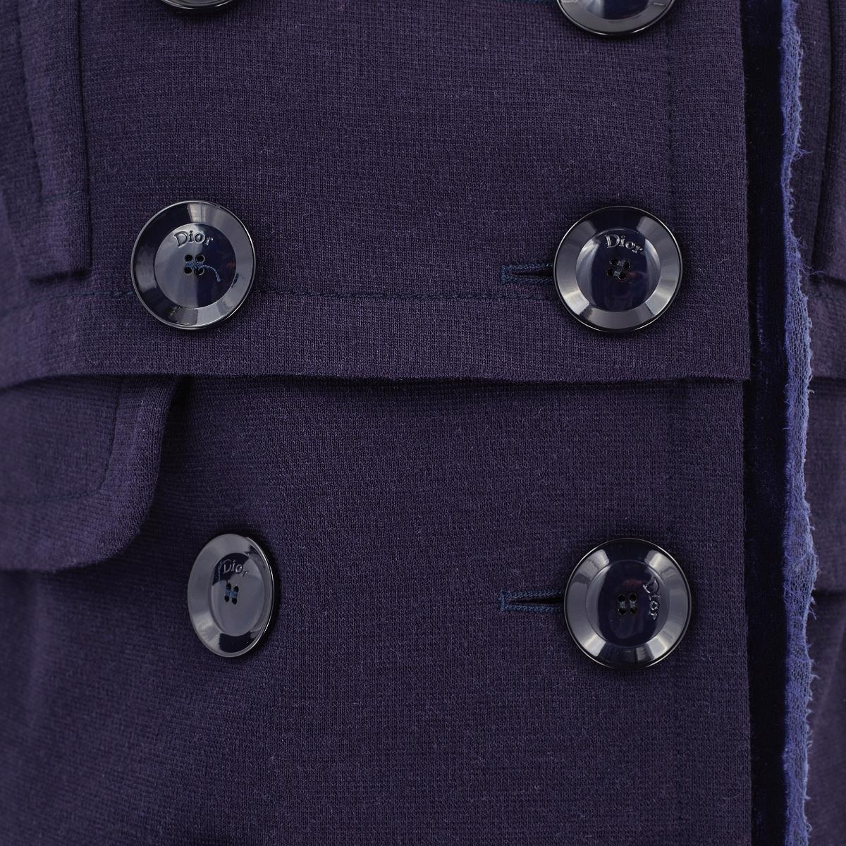 2005 Christian Dior Lila zweireihige Wasserfalljacke mit Samtbesatz im Zustand „Hervorragend“ im Angebot in London, GB