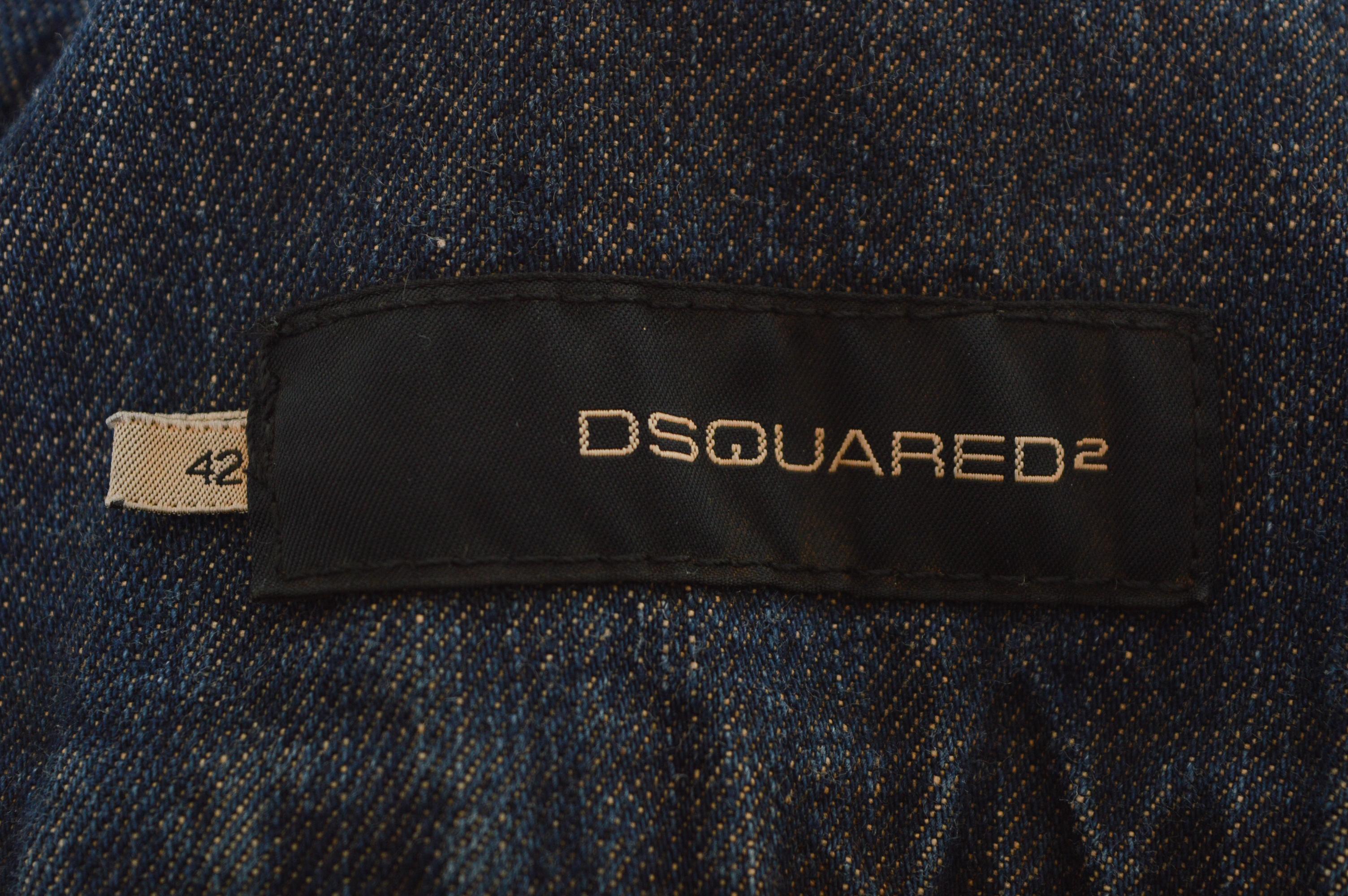2005 Dsquared2 fringed leather & Denim distressed Western Jacket For Sale 14