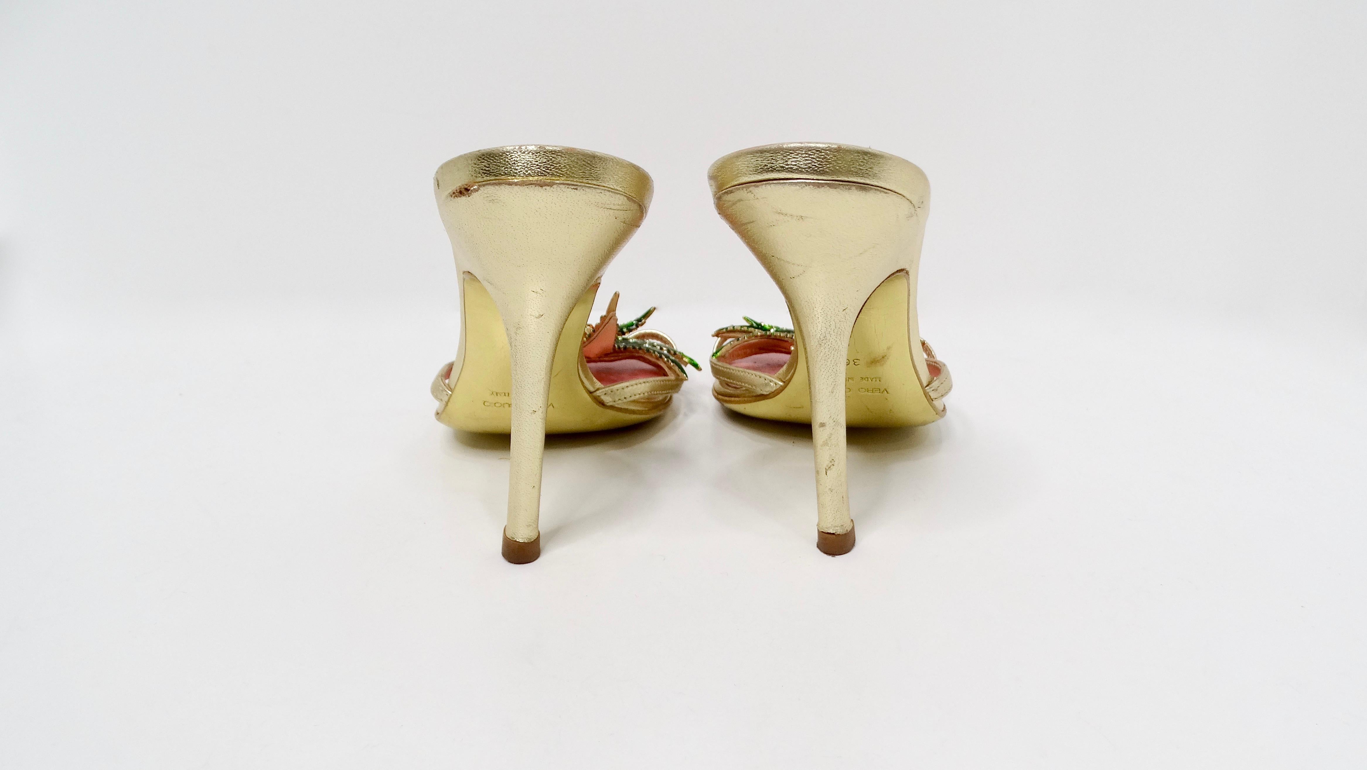 2005 Dsquared2 Marijuana Leaf Metallic Gold Sandal Heels 1