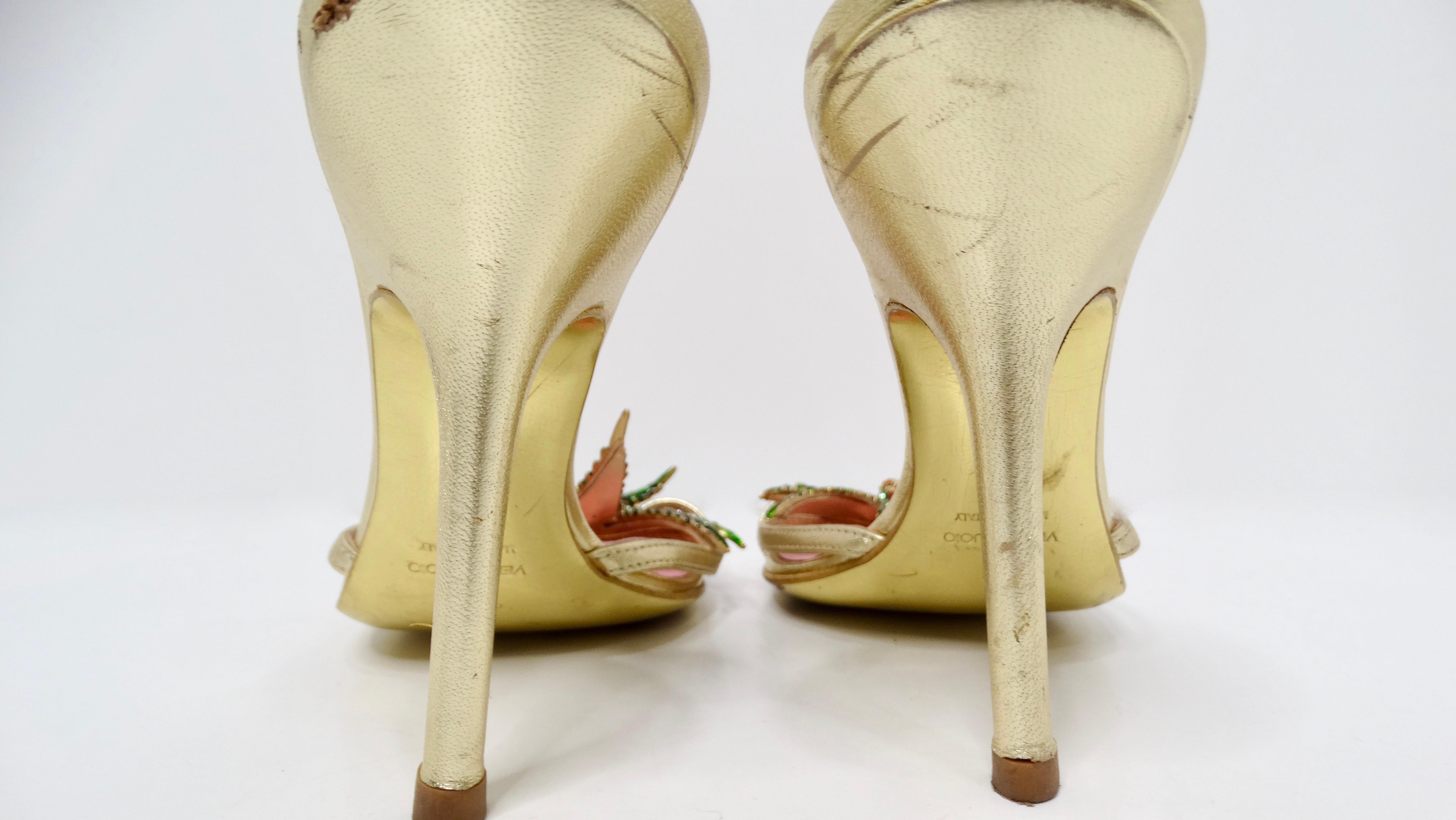 2005 Dsquared2 Marijuana Leaf Metallic Gold Sandal Heels 2
