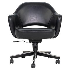 2005 Eero Saarinen for Knoll Executive Desk Chair with Arms in Black Leather