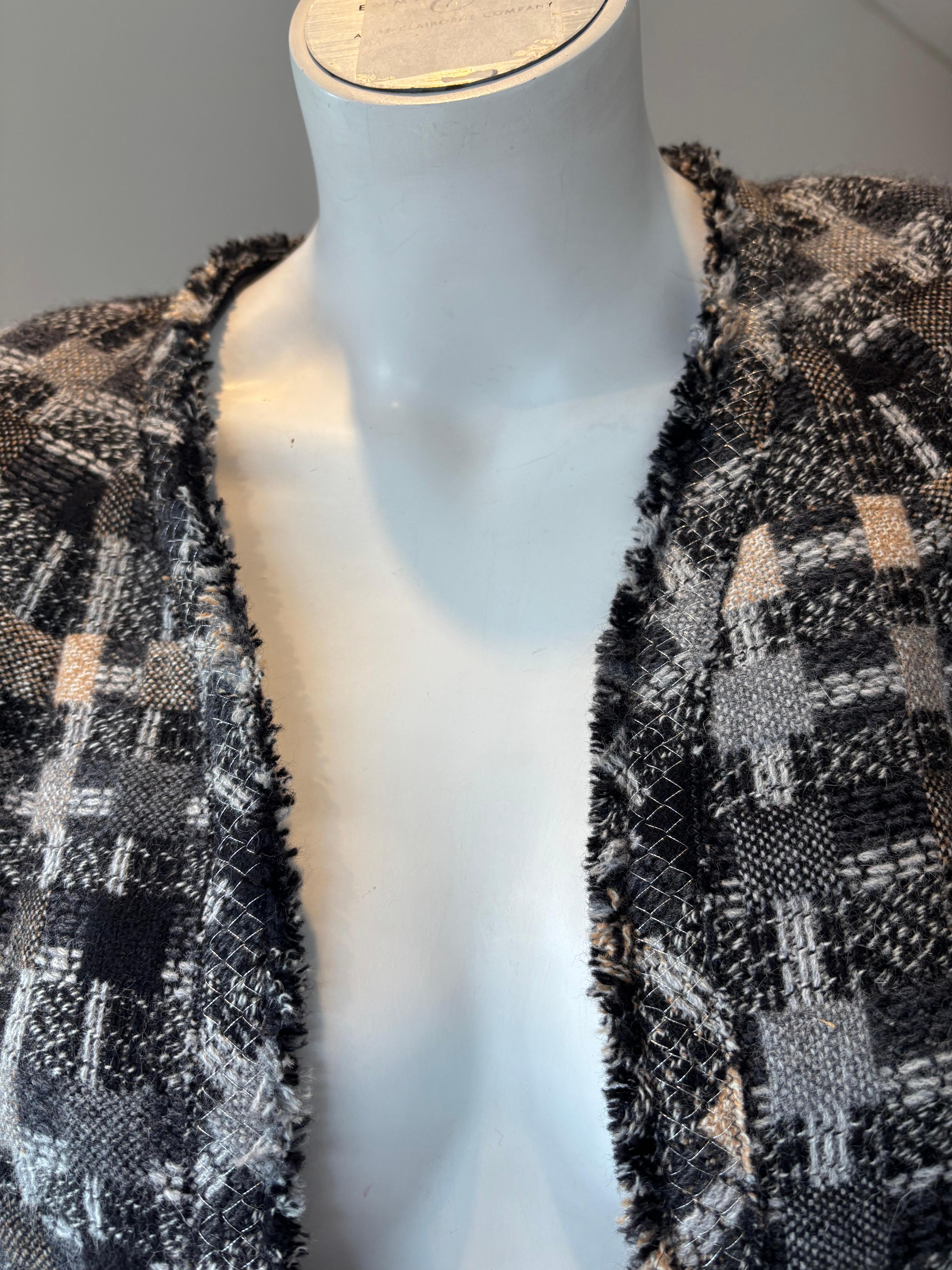Black 2005 (Fall) Chanel Tweed Jacket Size 38 For Sale