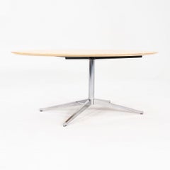 2005 Florence Knoll Oval Dining Table with Steel Base and Wood Top