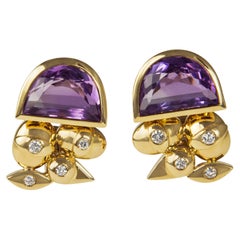 Giorgio Facchini Amethyst Diamond and Gold Earrings Artist Jewel 2005