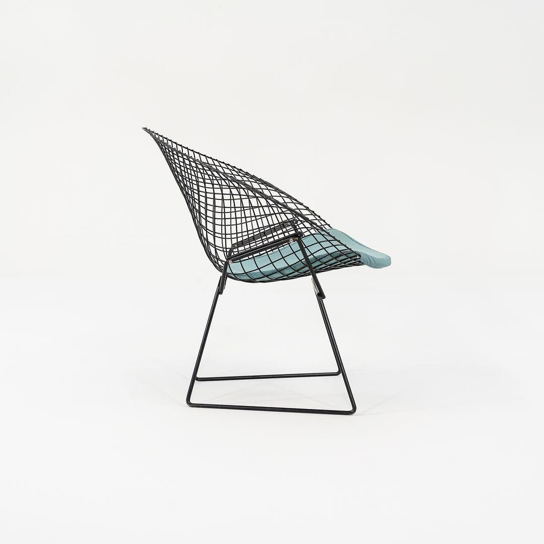 North American 2005 Harry Bertoia for Knoll Diamond Lounge Chairs in w/ Blue Seat Pads For Sale