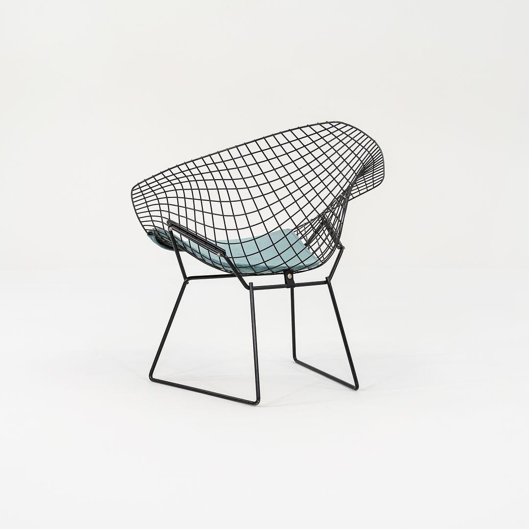 Steel 2005 Harry Bertoia for Knoll Diamond Lounge Chairs in w/ Blue Seat Pads For Sale
