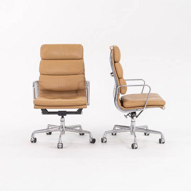 2005 Herman Miller Eames Soft Pad Executive Desk Chairs In Tan Leather For Sale 4