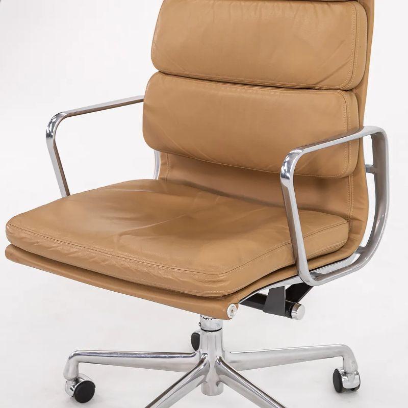 2005 Herman Miller Eames Soft Pad Executive Desk Chairs In Tan Leather In Good Condition For Sale In Philadelphia, PA