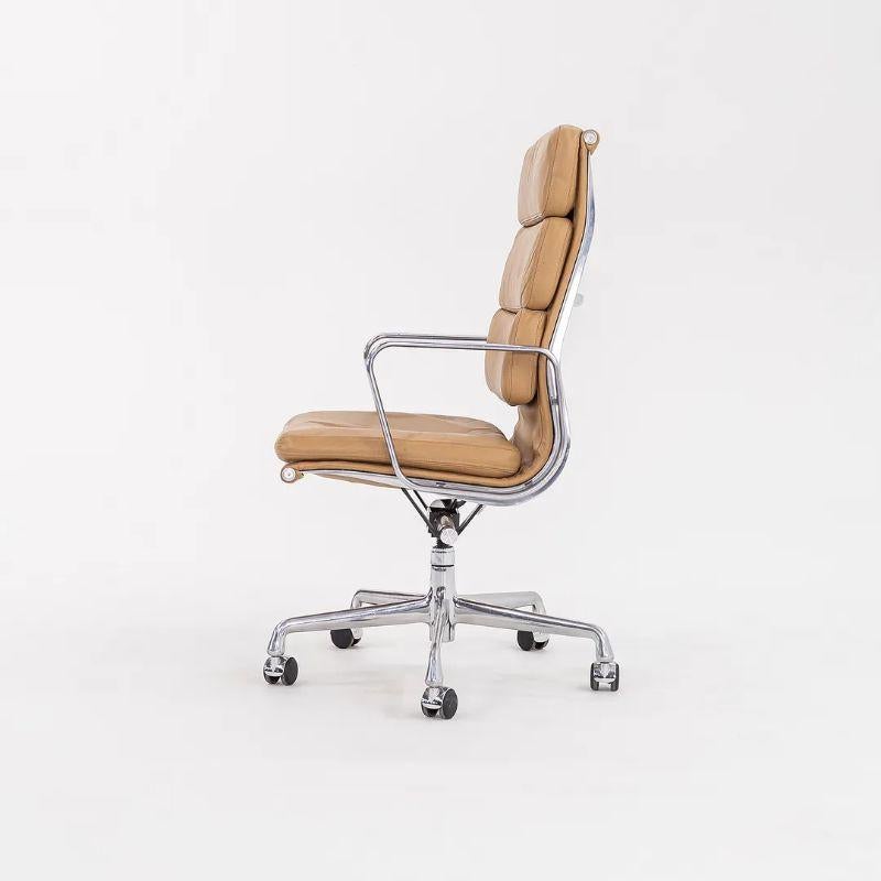 Aluminum 2005 Herman Miller Eames Soft Pad Executive Desk Chairs In Tan Leather For Sale