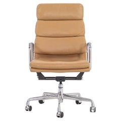 2005 Herman Miller Eames Soft Pad Executive Desk Chairs In Tan Leather