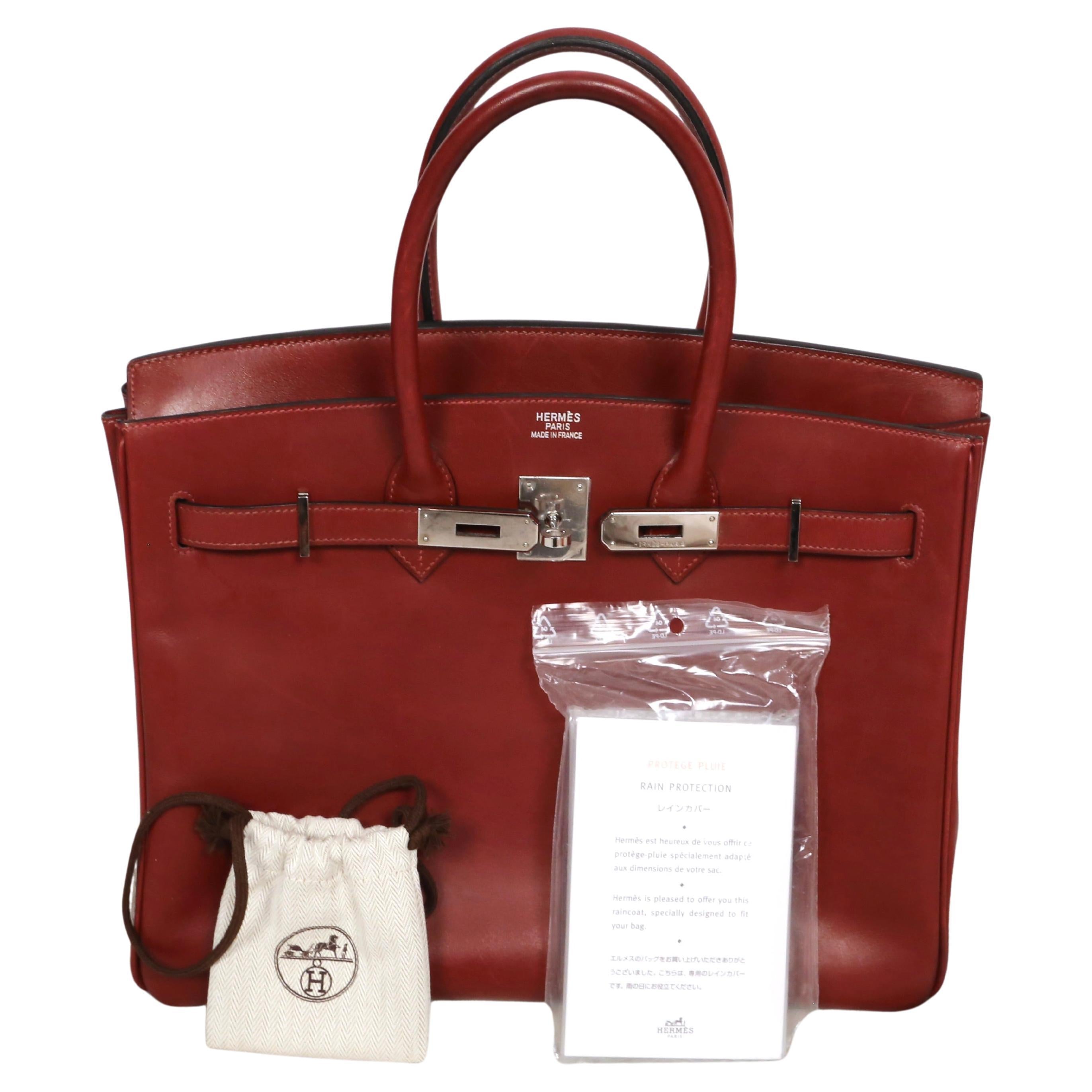 2005 HERMES 35 cm rouge box leather BIRKIN bag 10