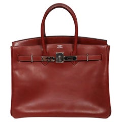 2005 HERMES 35 cm rouge box leather BIRKIN bag
