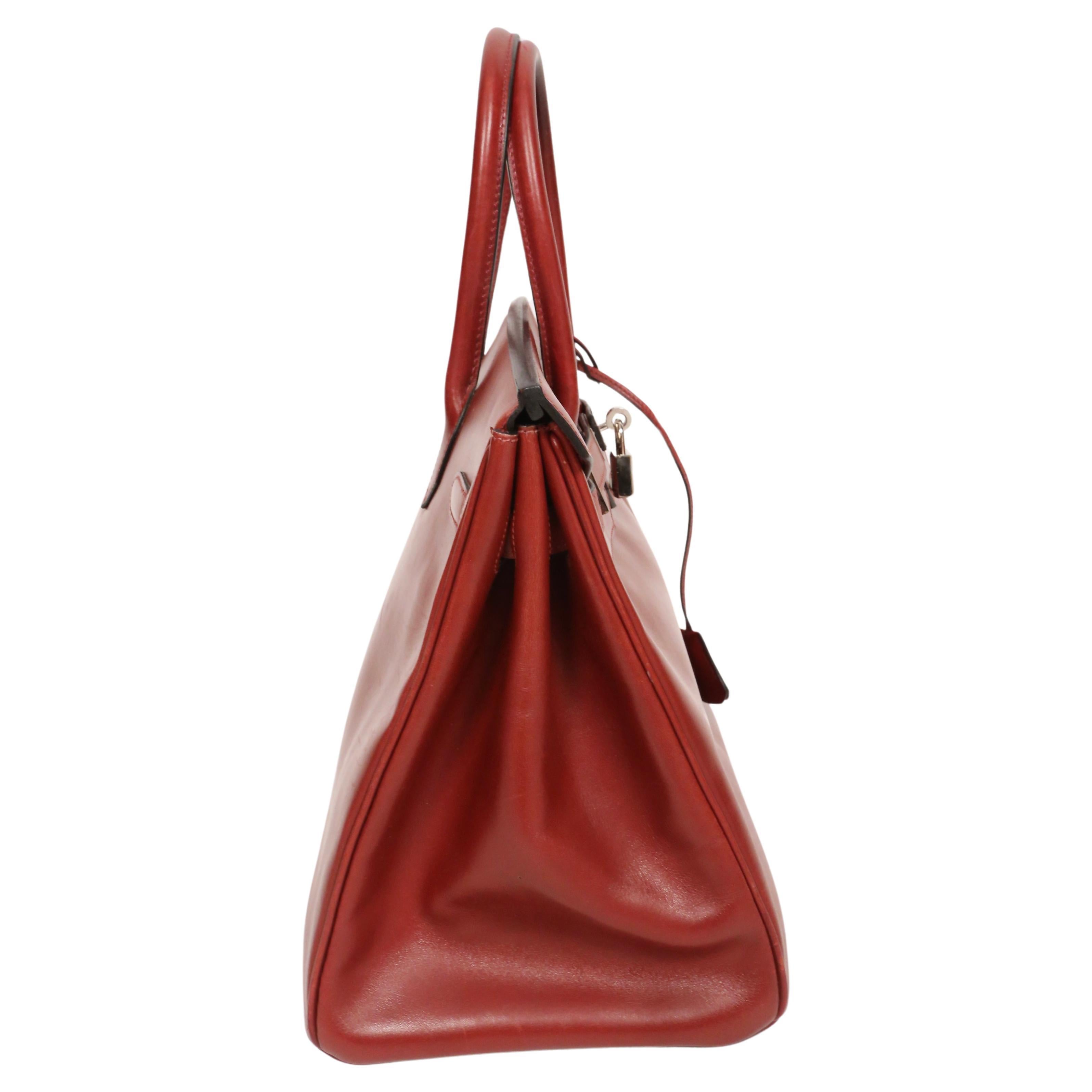 Women's or Men's 2005 HERMES 35 cm rouge box leather BIRKIN bag