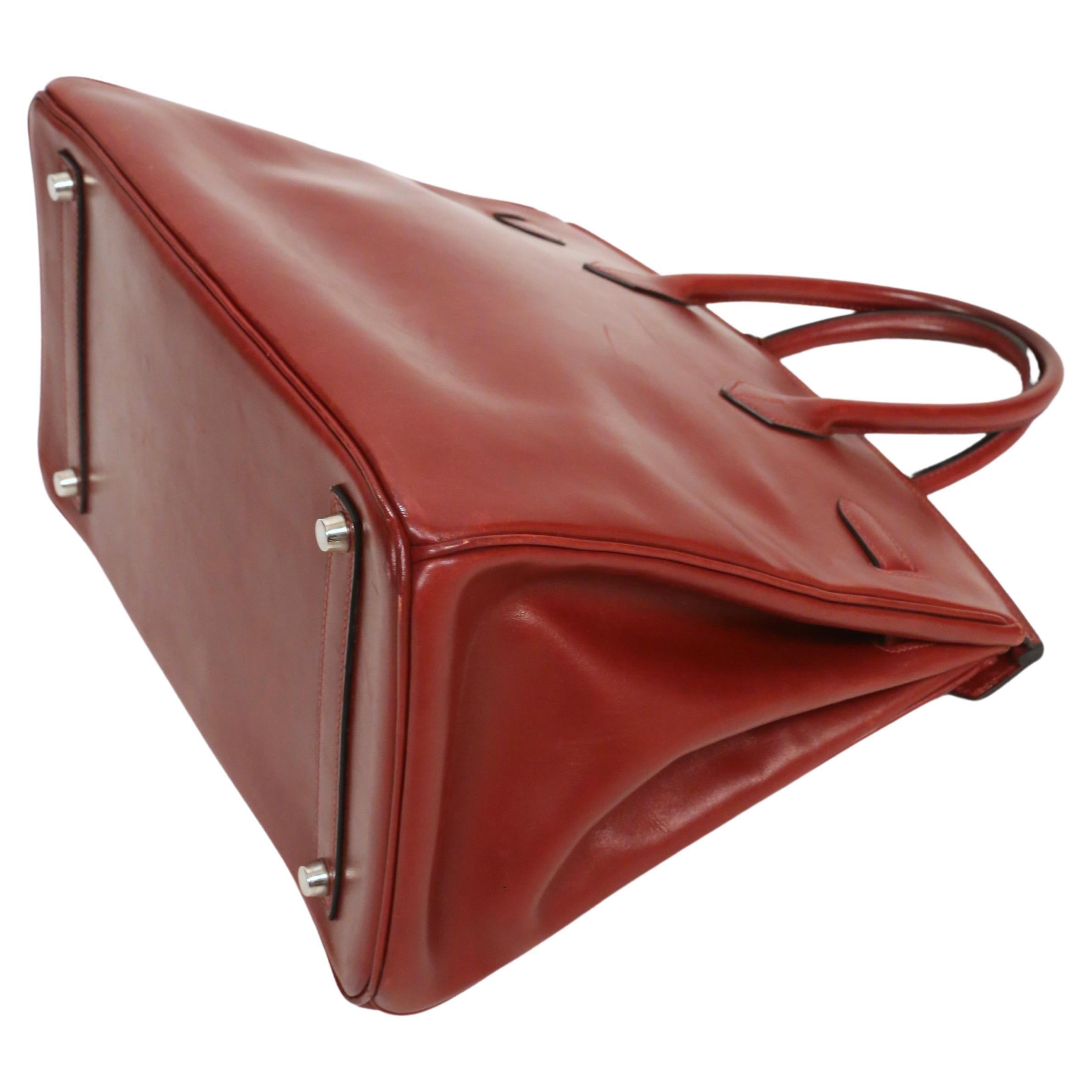 2005 HERMES 35 cm rouge box leather BIRKIN bag 4