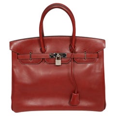 2005 HERMES 35 cm rouge box leather BIRKIN bag