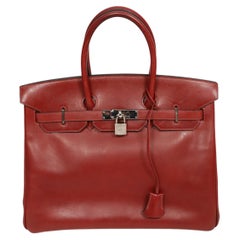 2005 HERMES 35 cm rouge box leather BIRKIN bag