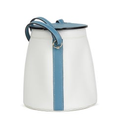 2005 Hermès Blue Jean & White Epsom Leather Farming Bucket Bag