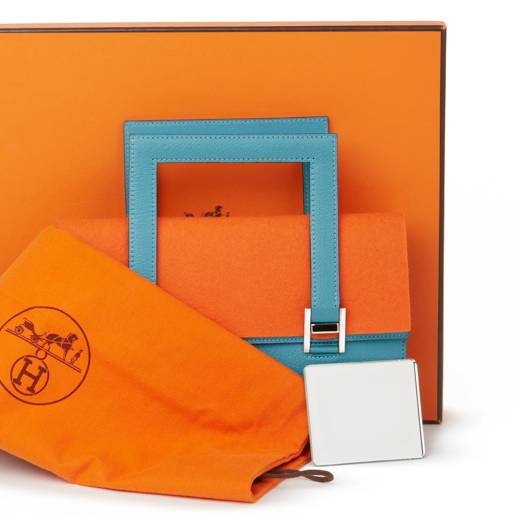 2005 Hermès Blue Paon Chevre Mysore Leather 365 PM 6