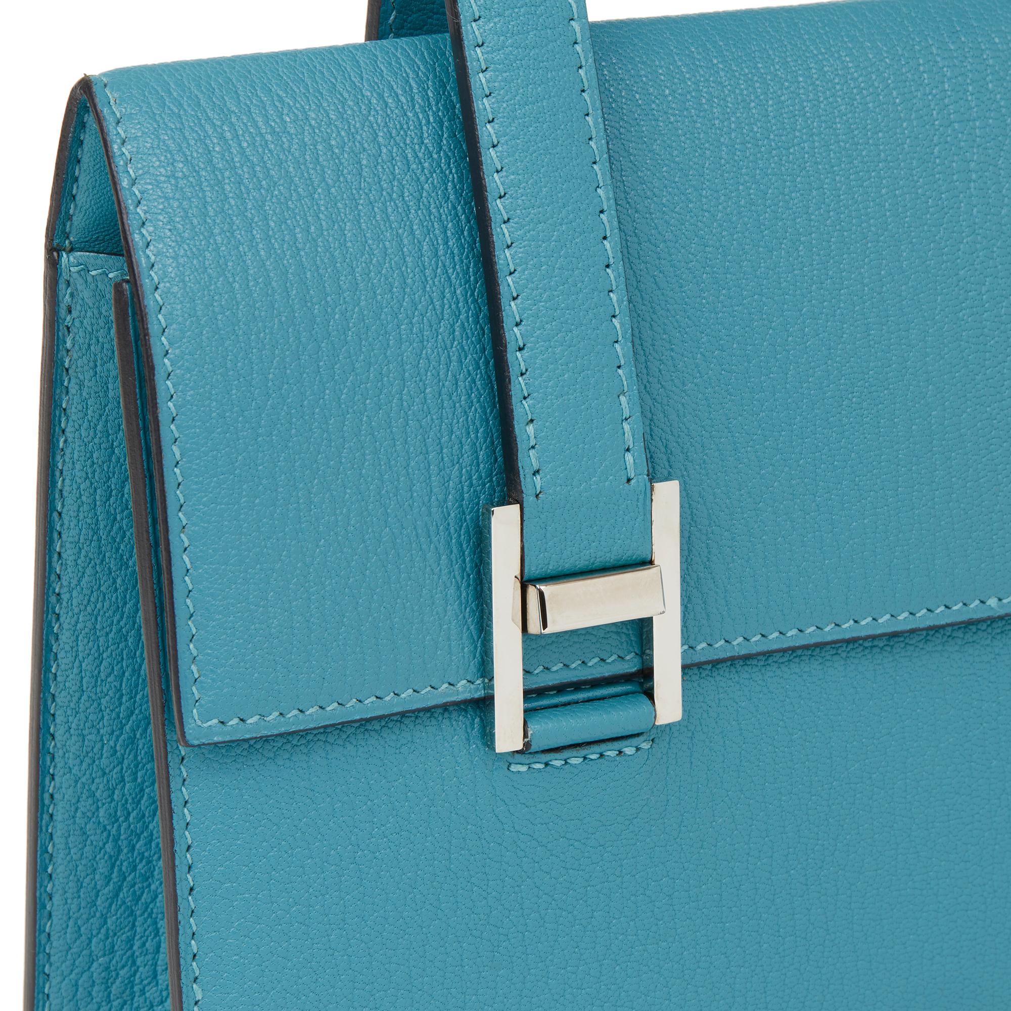 2005 Hermès Blue Paon Chevre Mysore Leather 365 PM 1