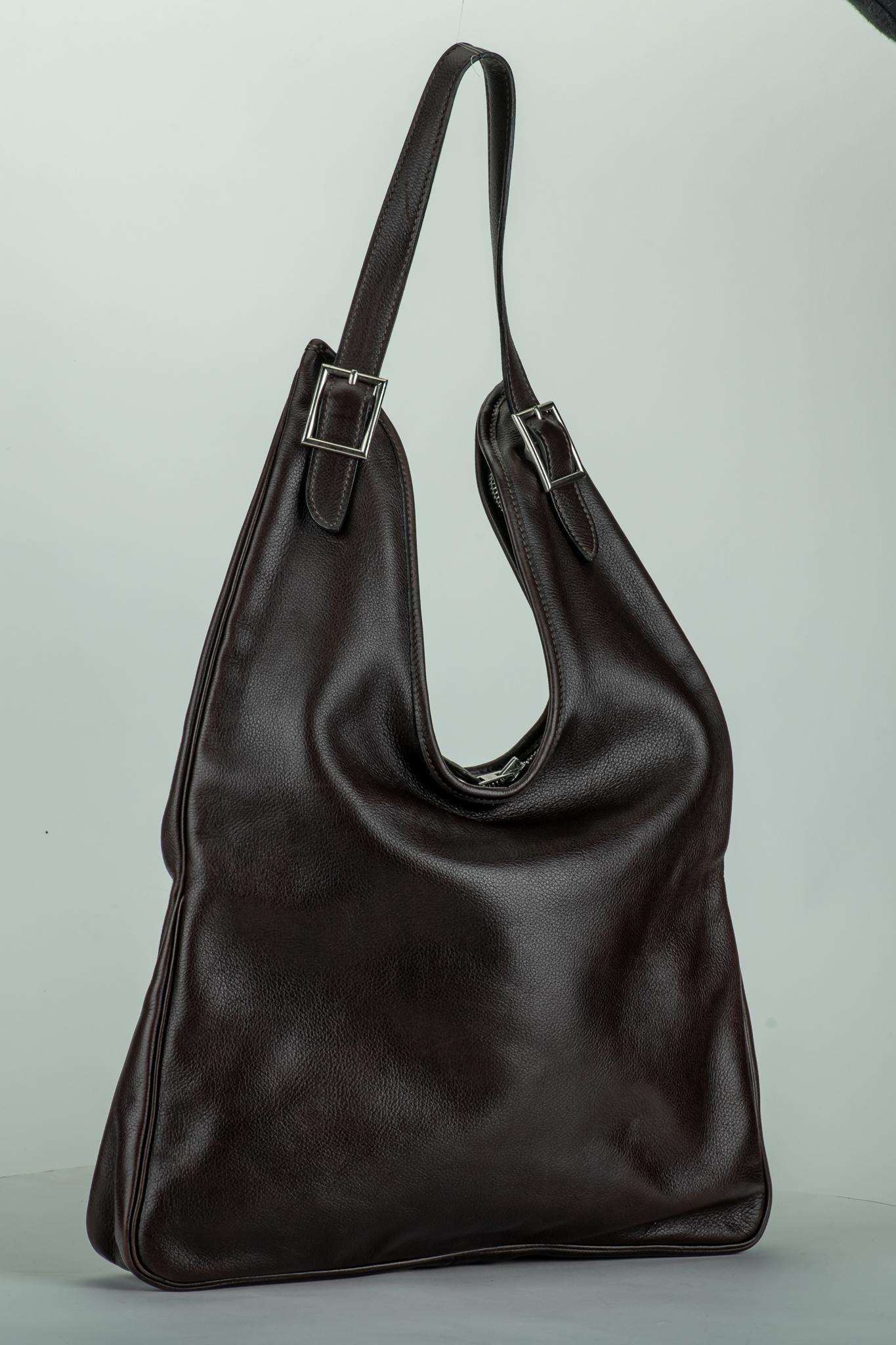 9 Inches Dark Brown Leather Embossed African Maasai Masai Purse/Basket/Handbag 