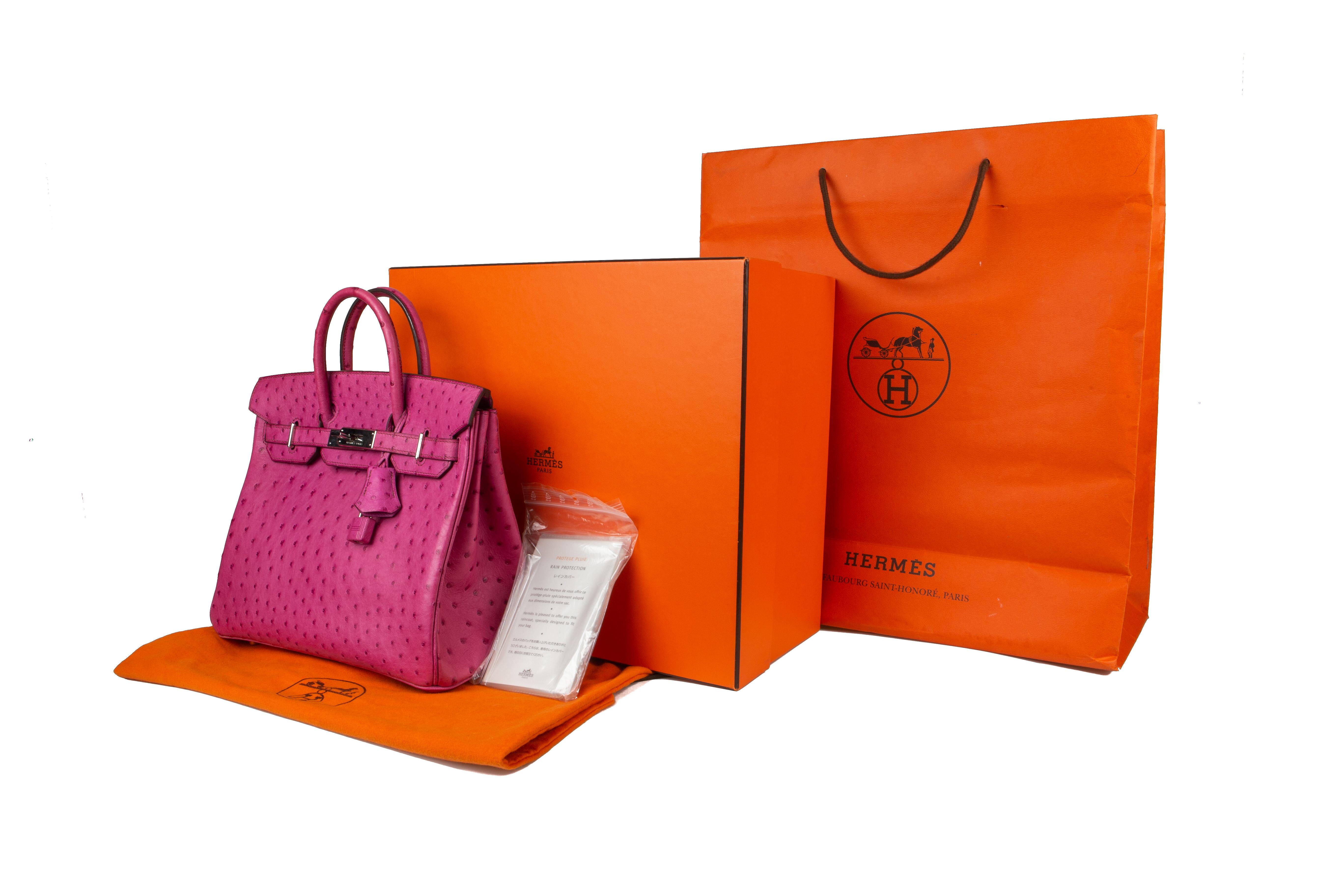 2005 Hermès Birkin en autruche rose fuchsia 28 en vente 5