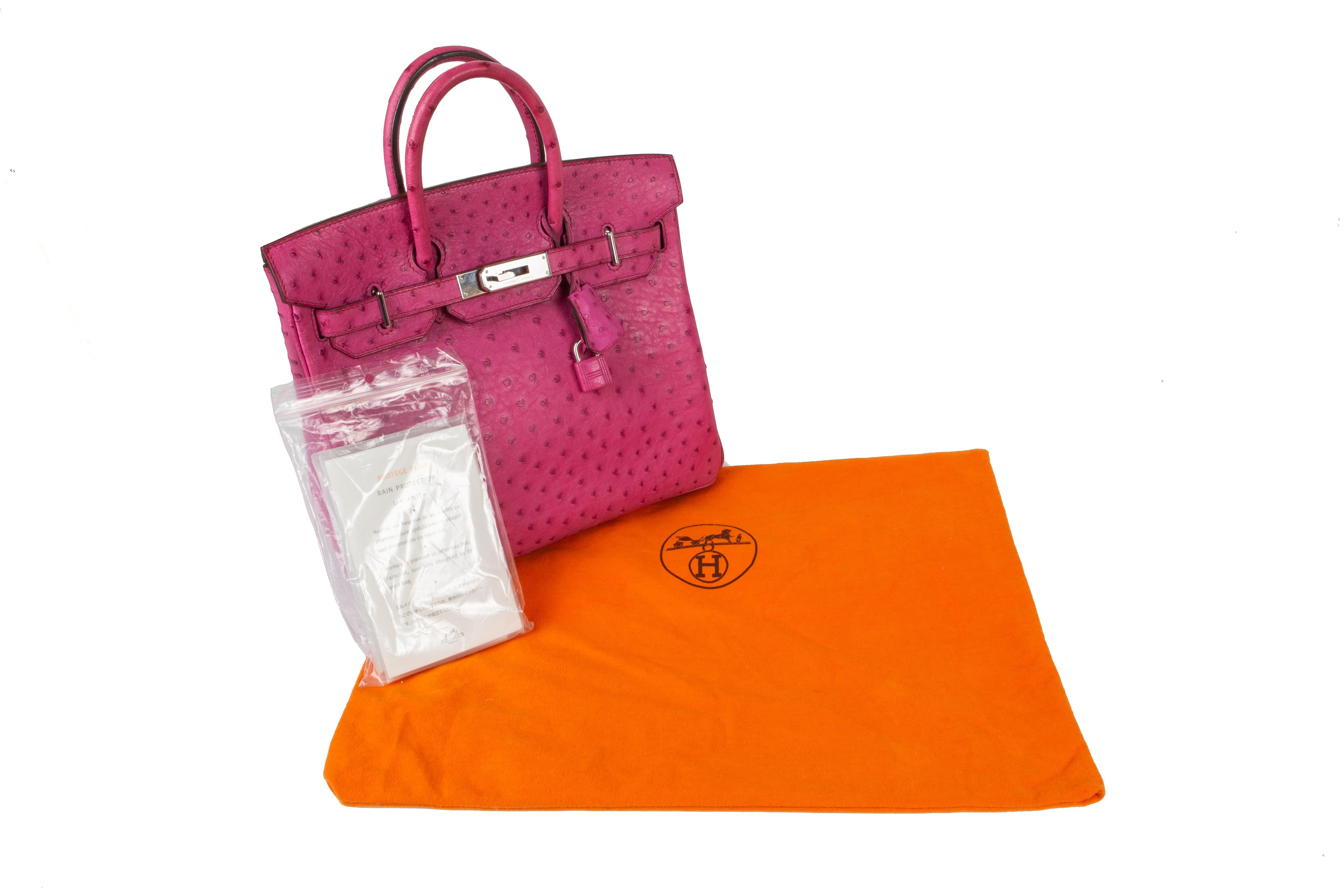 2005 Hermès Birkin en autruche rose fuchsia 28 Excellent état - En vente à London, GB