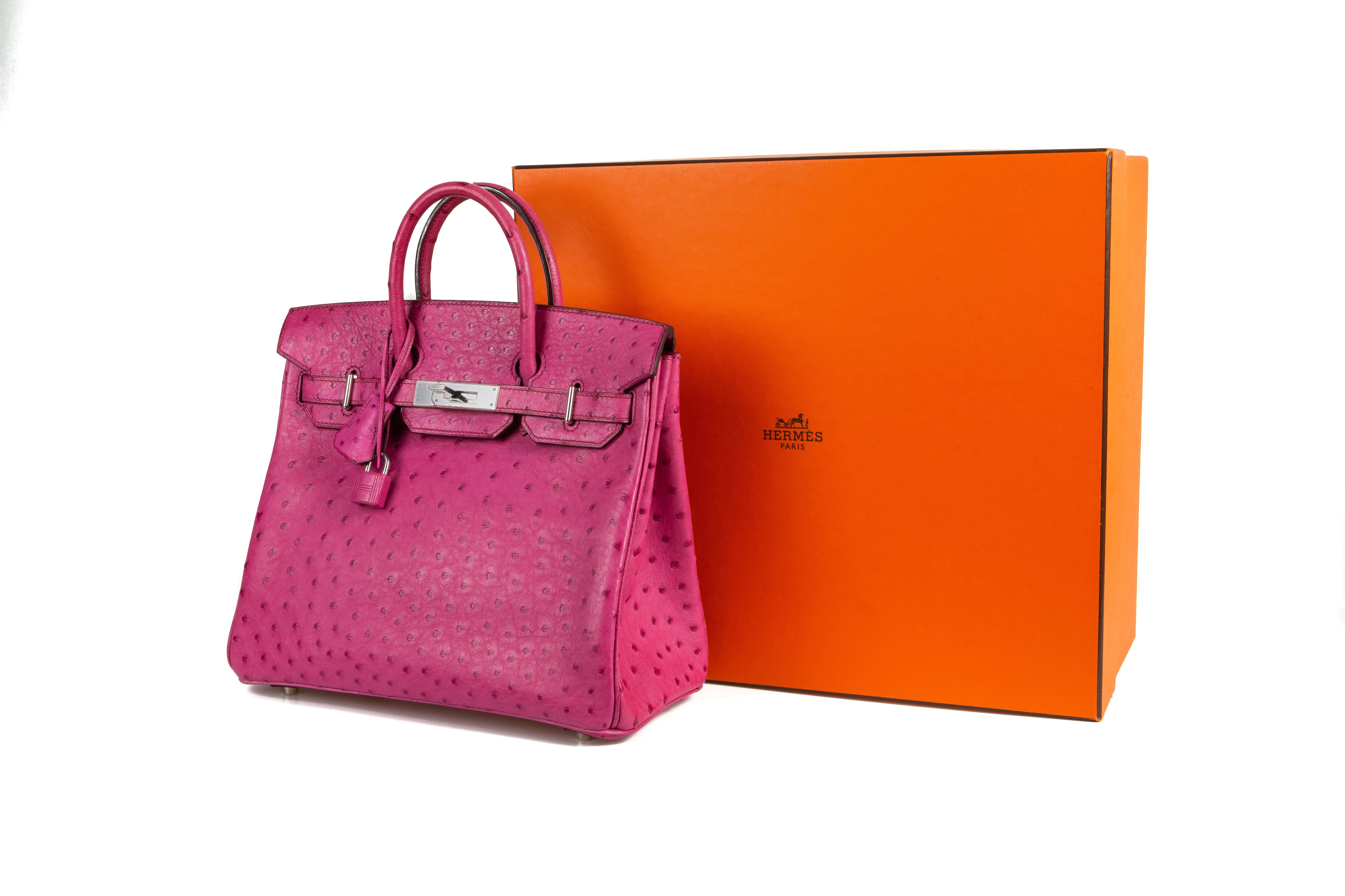 2005 Hermès Birkin en autruche rose fuchsia 28 Pour femmes en vente