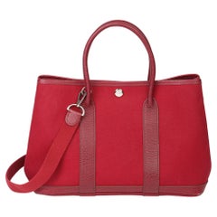 2005 Hermes Rouge imperial Negonda Leather & Tosca Canvas Garden Party TPM